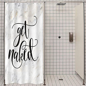 Riyidecor Small Stall Shower Curtain Marble Get Naked 36Wx72L Inch Light Yellow Texture Abstract Cool Funny Fashion Modern Unique Urban Trendy Aesthetic Polyester Waterproof Home Bathroom Decor Fabric