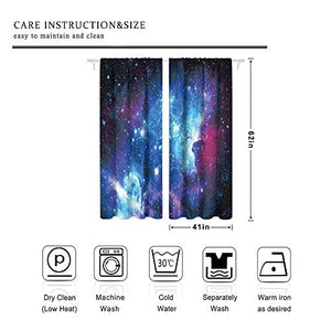 Riyidecor Galaxy Outer Space Nebula Thin Fabric Curtains 2 Panels 41x62 Inch Blue Not Blackout Rod Pocket Universe Planets Psychedelic Fantasy Star Printed Living Room Bedroom Window Drapes Treatment