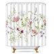 Riyidecor Herbs Floral Plants Shower Curtain Watercolor Wildflowers Delicate Flower Pink Tansy Pansies Retro White Decor Fabric Bathroom Polyester Waterproof 72" W x 72" H Plastic Hooks 12 Pack