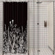 Riyidecor Small Stall Wildflower Plant Shower Curtain 36Wx72H Inch Black Background Botanical Floral Border Herbs Leaves Decor Nature Vintage Bathroom Fabric Polyester Waterproof 7 Pack Plastic Hooks