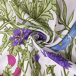 Riyidecor Extra Long Wild Flower Shower Curtain for Bathroom Decor 72Wx84H Inch Vintage Botanical Colorful Border Accessories Herbs Bathroom Set Windows Fabric Polyester Waterproof 12 Pack Hooks