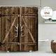 Riyidecor Extra Long Barn Door Shower Curtain Wooden Garage Rustic Farmhouse 72Wx84H Inch 12 Pack Metal Hooks Vintage Country Decor Fabric Bathroom Polyester Waterproof