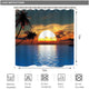 Riyidecor Hawaiian Sunrise Shower Curtain Ocean Beach Island Seaside Landscape Tropical Palm Tree Scenic Sunset Summer Bathroom Home Decor Set Waterproof Polyester 72X72 Inch 12 Pack Plastic Hooks