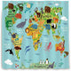 Riyidecor Kids Animal Map Shower Curtain 60Wx72H Inch Geography World Educational Children Forest Ocean Blue Colorful Decor Fabric Set Polyester Waterproof Fabric with 12 Pack Plastic Hooks