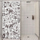 Riyidecor Kids Video Game Boys Shower Curtain 39W x 72H Black and White Sketch Funny Graffiti Decor Fabric Panel Bathroom 7 Pack Plastic Shower Hooks