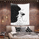 Riyidecor Kissing Tapestry Lips 51Wx59H Inch Kiss Abstract Lovers Couple Aesthetic Black White Planet Star Romantic Art Wall Hanging Bedroom Living Room Dorm Wall Blankets Home Decor Fabric