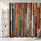 Riyidecor Antique Wooden Shower Curtain 72x78 Inch Metal Hooks 12 Pack Red Blue Grey Grunge Rustic Planks Barn House Wood and Lodge Hardwood Decor Fabric Bathroom Waterproof