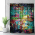Riyidecor Colorful Brick Wall Shower Curtain Hip Hop Graffiti Colorful Rainbow Painting Decor Fabric Bathroom Polyester Waterproof 72x72 Inch 12-Pack Plastic Hooks