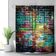 Riyidecor Colorful Brick Wall Shower Curtain Hip Hop Graffiti Colorful Rainbow Painting Decor Fabric Bathroom Polyester Waterproof 72x72 Inch 12-Pack Plastic Hooks