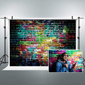 Riyidecor Graffiti Colorful Brick Wall Backdrop Rainbow Hip Hop Painting Fabric Polyester Cloth Photography Background Street Artistic 7Wx5H Feet Decoration Celebration Props Party Photo Shoot