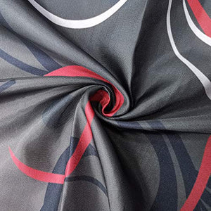 Riyidecor Red and Grey Black Shower Curtain Metal Hooks 12 Pack Leaf Swirl Floral Modern Forest Decor Fabric Set Polyester Waterproof Fabric Bathtub 72Wx72H Inch