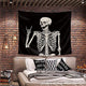 Riyidecor Skull Tapestry Wall Hanging 51Hx59W Inch Funny Black and White Skeleton Theme Home Decor for Men Women Gothic Hippie Halloween Bohemian Terror Rock and Roll Bedroom Living Room Dorm