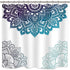 Riyidecor Henna Mandala Shower Curtain Boho Paisley India Bohemia Ombre Blue Flower Bathroom Decor Fabric for Bathtub 72Wx72H Inch 12 Pack Plastic Shower Hooks Included