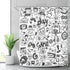 Riyidecor Kids Video Game Boys Shower Curtain 72" W x 78" H Black and White Sketch Funny Graffiti Decor Fabric Panel Bathroom 12 Pack Plastic Shower Hooks