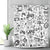 Riyidecor Kids Video Game Boys Shower Curtain 72W x 72H Black and White Sketch Funny Graffiti Decor Fabric Panel Bathroom 12 Pack Plastic Shower Hooks