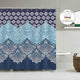 Riyidecor Boho Paisley Shower Curtain Panel Metal Hooks 12 Pack Floral India Bohemia Dark Navy Shower Curtain Polyester Waterproof Fabric 72x72 Inch