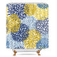 Riyidecor Spring Floral Shower Curtain for Bathroom 72Wx72H Inch Dahlia Flower Bathtub Set for Men Women Paisley Blue and Yellow Chrysanthemum Accessories Decor Fabric Waterproof 12 Pack Hooks