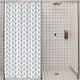 Riyidecor Stall Small Shower Curtain Half Size 36x72 Inch White Navy Single Narrow Tiny Geometric Chevron Striped Herringbone 7 Pack Hooks Dorm Decor Fabric Bathroom Set Polyester Waterproof