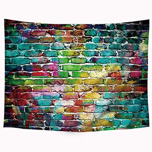 Riyidecor Fabric Brick Tapestry Wall Hanging 80Wx60H Inch Colorful Stone Wall Decor for Men Graffiti Cool Trippy Hip Hop Art Painting Aesthetic Bedding Bathroom Home Dorm Decor
