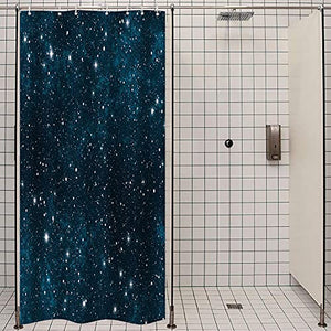 Riyidecor Small Stall Night Sky Stars Shower Curtain (No Glitter) 39Wx72H Inch Dark Blue Cosmic Starry Fantasy Galaxy Universe Fabric Waterproof Bathroom Home Decor 7 Plastic Hooks