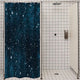 Riyidecor Small Stall Night Sky Stars Shower Curtain (No Glitter) 39Wx72H Inch Dark Blue Cosmic Starry Fantasy Galaxy Universe Fabric Waterproof Bathroom Home Decor 7 Plastic Hooks
