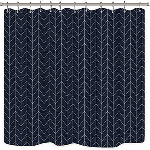 Riyidecor Striped Herringbone Chevron Shower Curtain Panel Dark Grey Geometric Decor Fabric Bathroom Set Polyester Waterproof 72x84 Inch Plastic Hooks 12 Pack
