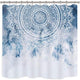 Riyidecor Blue Mandala Shower Curtain India Ethnic Boho Medallion Abstract Bohemian Retro Floral Geometric Fabric Waterproof Home Bathtub Decor 12 Pack Plastic Hook 72x72 Inch