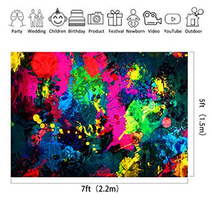 Riyidecor Fabric Polyester Neon Backdrop Lets Glow Colorful Graffiti Abstract Painting Photography Background 7Wx5H Feet Baby Shower Birthday Decoration Newborn Props Party Photo Shoot