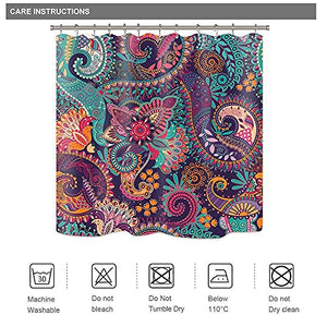 Riyidecor Mandala Indian Bohemian Shower Curtain for Bathroom Decor 72Wx72H Inch Paisley Purple Floral Boho Yoga Abstract Tribal Colorful Ethnic Fabric Waterproof Polyester with 12 Pack Plastic Hooks