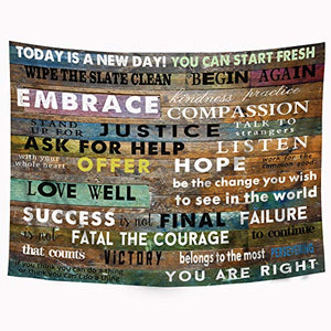 Riyidecor Quotes Inspirational Tapestry Motivational Funny Wooden Striped Letter 51x59 Inches Rustic Positive Saying Farmhouse Art Hanging Bedroom Living Room Dorm Wall Blankets Home Decor Fabric