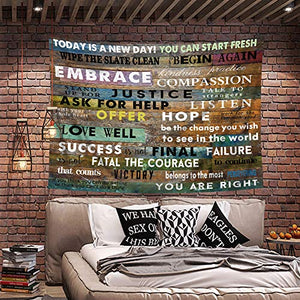 Riyidecor Quotes Inspirational Tapestry Motivational Funny Wooden Striped Letter 59x59 Inches Rustic Positive Saying Farmhouse Art Hanging Bedroom Living Room Dorm Wall Blankets Home Decor Fabric