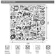Riyidecor Kids Video Game Boys Shower Curtain 72" W x 78" H Black and White Sketch Funny Graffiti Decor Fabric Panel Bathroom 12 Pack Plastic Shower Hooks