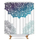 Riyidecor Henna Mandala Shower Curtain Boho Paisley India Bohemia Ombre Blue Flower Bathroom Decor Fabric for Bathtub 72Wx72H Inch 12 Pack Plastic Shower Hooks Included