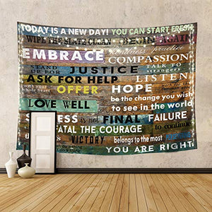 Riyidecor Quotes Inspirational Tapestry Motivational Funny Wooden Striped Letter 51x59 Inches Rustic Positive Saying Farmhouse Art Hanging Bedroom Living Room Dorm Wall Blankets Home Decor Fabric