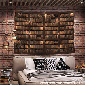 Riyidecor Vintage Wooden Library Tapestry Study Room Scene Tapestry Full of Old Books Tapestry Classic Bookshelf Tapestry Wall Hanging Tapestry Art Decor Fabric Home Dorm for Living Room 51x59 Inch