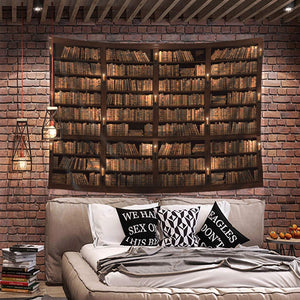 Riyidecor Vintage Wooden Library Tapestry Study Room Scene Tapestry Full of Old Books Tapestry Classic Bookshelf Tapestry Wall Hanging Tapestry Art Decor Fabric Home Dorm for Living Room 60x80Inch