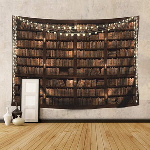 Riyidecor Vintage Wooden Library Tapestry Study Room Scene Tapestry Full of Old Books Tapestry Classic Bookshelf Tapestry Wall Hanging Tapestry Art Decor Fabric Home Dorm for Living Room 51x59 Inch