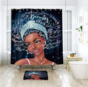 Afro African Shower Curtain Black Girl American Woman 60x72 Inch Lady Quotes Inspirational Motivational Hippie Galaxy Intelligent Fantasy Lovely Starry Sky Universe Urban Bathroom Decor