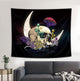 Skull Moon Tapestry Goth Mushroom Skeleton 59Wx51H Inch Black Trippy Hippie Colorful Sugar Fungus Aesthetic Psychedelic Men Wall Hanging Bedroom Living Room Dorm Wall Blankets Home Decor