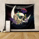 Skull Moon Tapestry Goth Mushroom Skeleton 59Wx51H Inch Black Trippy Hippie Colorful Sugar Fungus Aesthetic Psychedelic Men Wall Hanging Bedroom Living Room Dorm Wall Blankets Home Decor