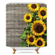 Rustic Sunflower Wood Plank Shower Curtain Panel Primitive Spring Blooming Flower Country Woman