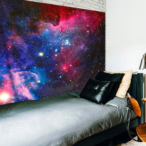 Riyidecor Outer Space Tapestry Starry Sky Galaxy Universe Celestial Stars 51x59 Inch Purple Night Ocean Magical Nebula Wall Hanging Art Decor Bathroom Fabric Home Dorm Living Room