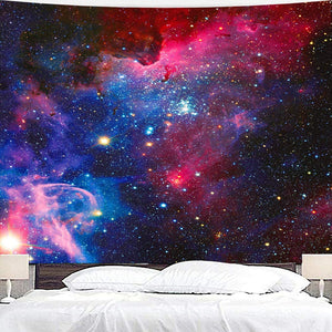 Riyidecor Space Tapestry Starry Sky Galaxy 60x80 Inch Universe Tapestry Celestial Stars Purple Wall Hanging Bedding Wall Art Decor Bathroom Fabric Home Dorm Living Room