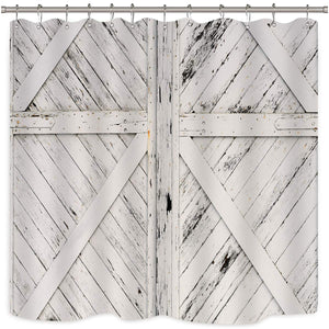 Rustic-Barn-Door-Shower-Curtain-Painting-Gray-and-White