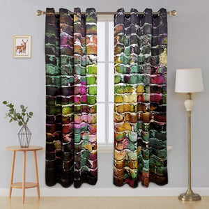 Corovy Colorful Brick Blackout Curtains (2 Panels Each 52 x 63 Inch)