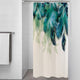 Riyidecor Stall Watercolor Peacock Feather Shower Curtain 36Wx72H Inch Teal Turquoise Floral Green Leaf Bathroom Home Decor Fabric Waterproof Bathtub 7 Pack Plastic Hook